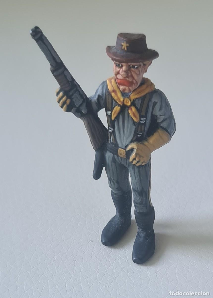Juguetes antiguos Exin: EXIN WEST FIGURA SOLDADO CON EL RIFLE EN LA CADERA ORIGINAL PINTADO DE CONFEDERADO EN ALTA CALIDAD