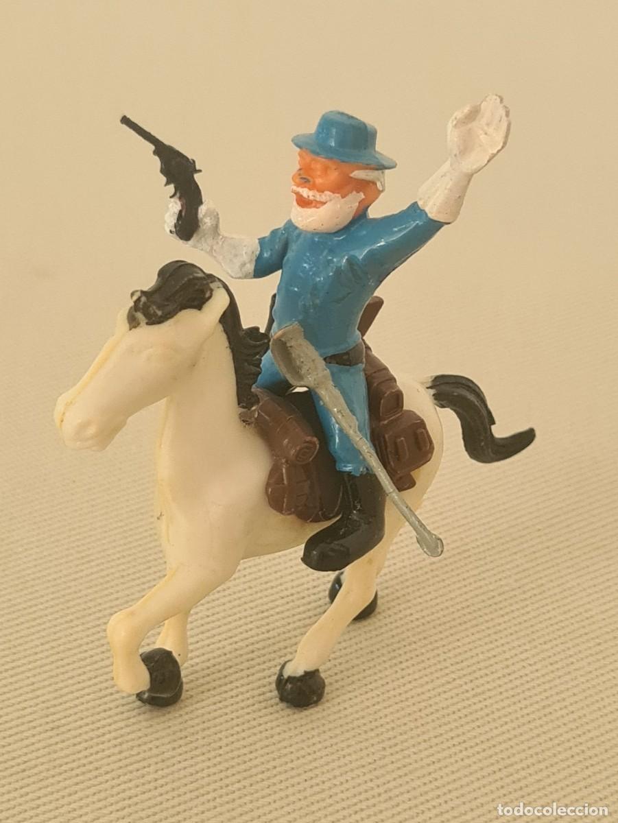 Juguetes antiguos Exin: EXIN WEST OFICIAL A CABALLO CON PISTOLA ORIGINAL