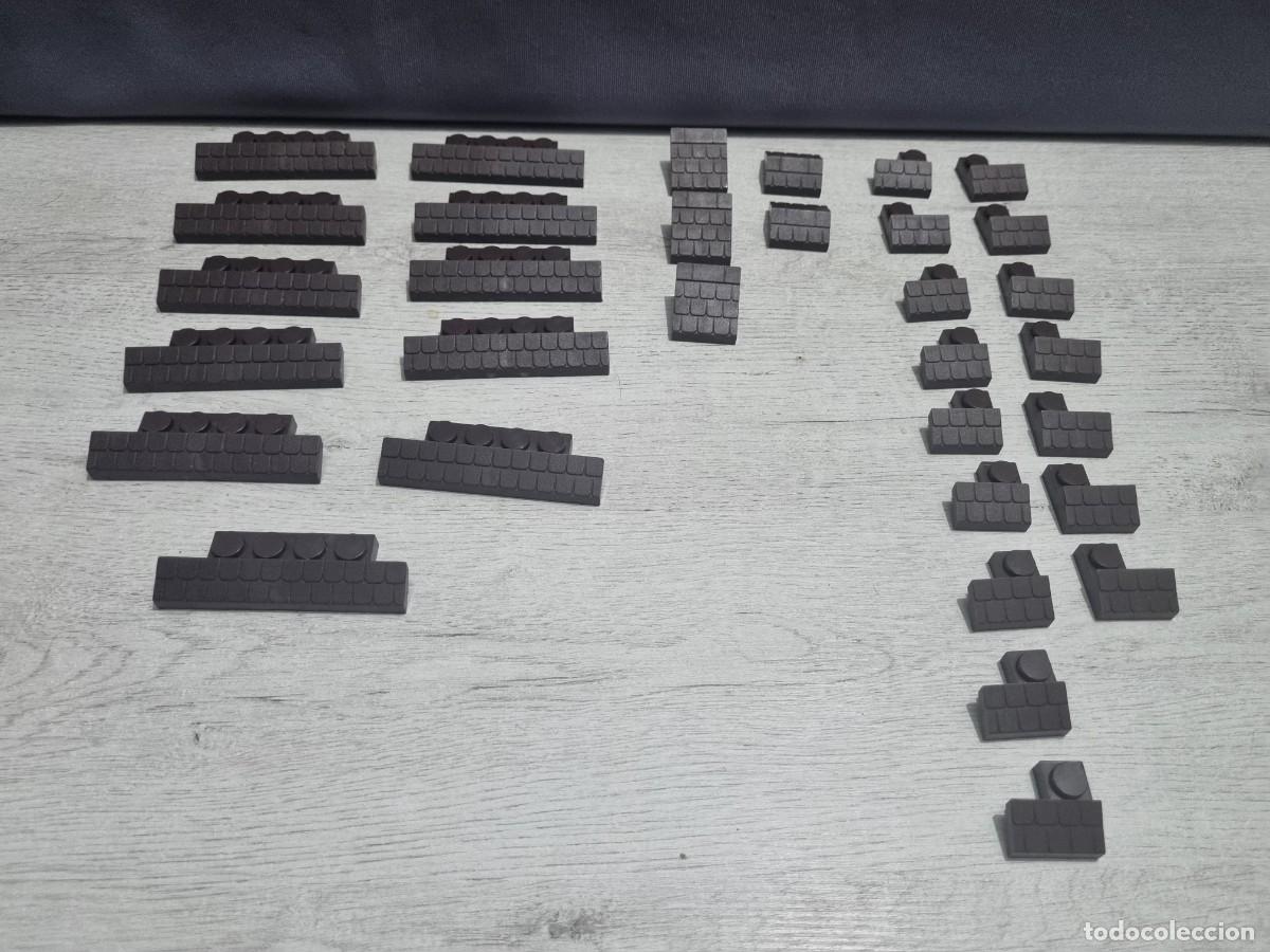 Juguetes antiguos Exin: Lote 32 piezas tejados marrones variadas exin west