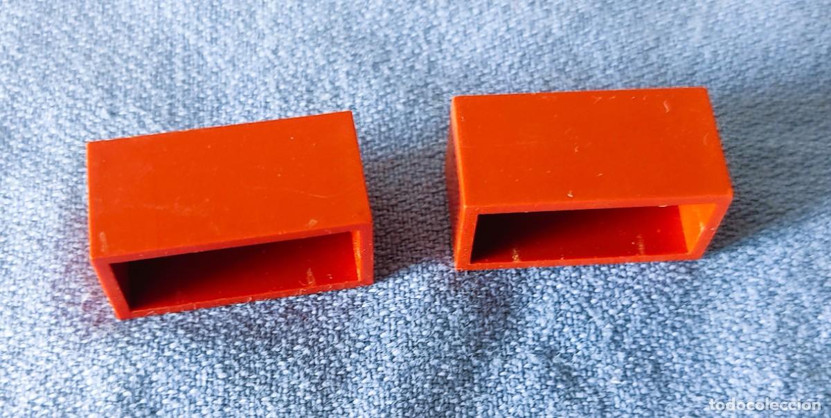 Juguetes antiguos Exin: 2 PIEZAS ROJAS LISAS 2 PUNTOS ALTAS EXIN WEST EXINWEST ORIGINAL A&Ntilde;OS 70 COMPATIBLE EXIN CASTILLOS