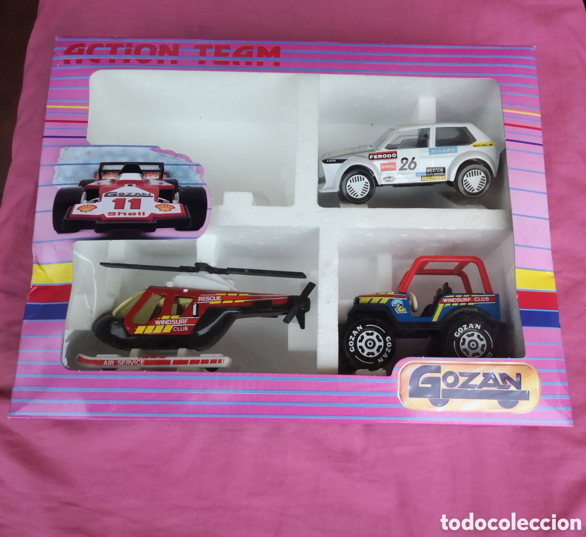 Juguetes antiguos Goz&aacute;n: Gozan. Conjunto Action Team 909 CON SOLO 3 VEH&Iacute;CULOS. A&ntilde;os 80.
