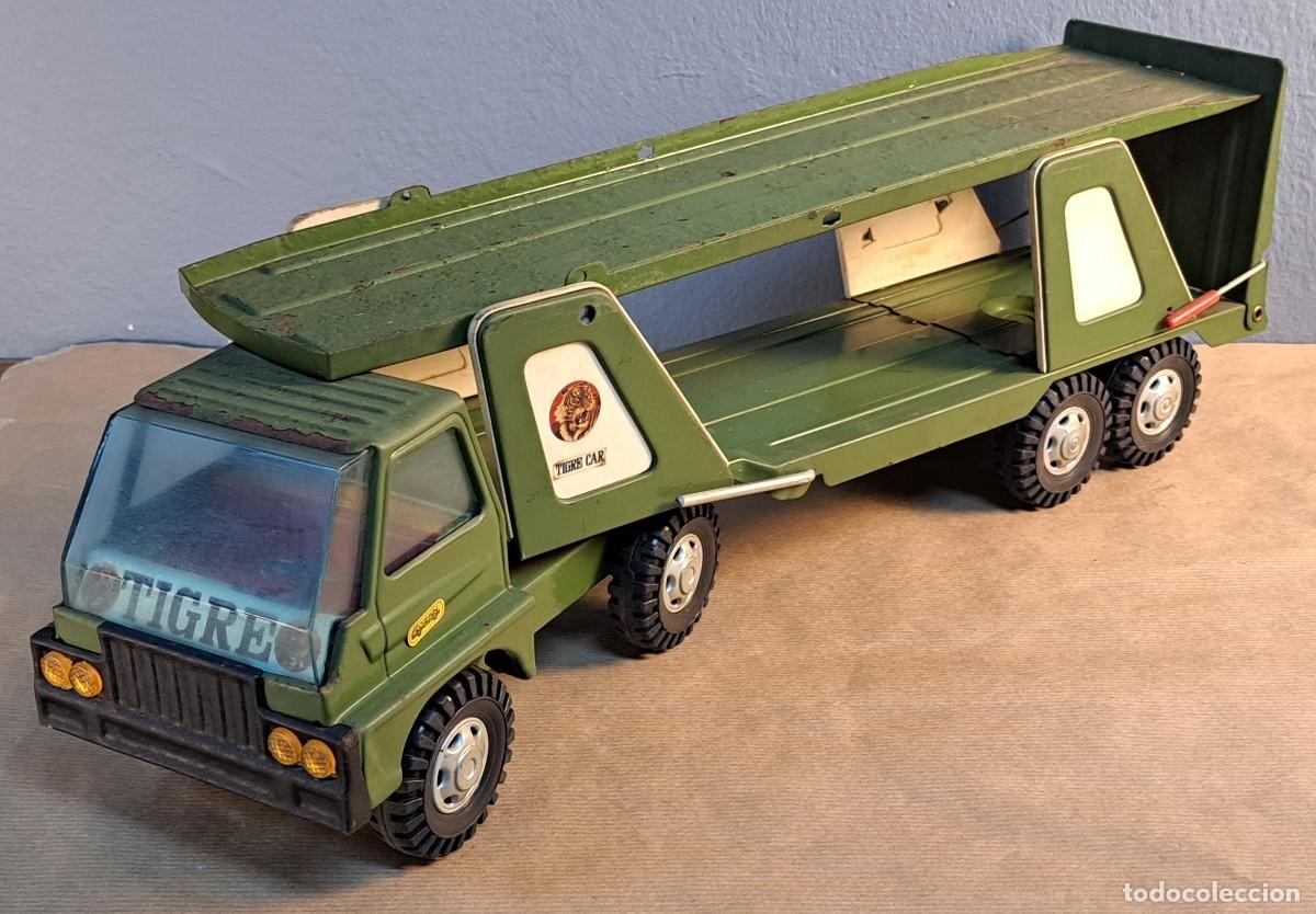 Juguetes antiguos Goz&aacute;n: Gozan, cami&oacute;n Tigre Car, 53 cm. A&ntilde;os 70-80, met&aacute;lico