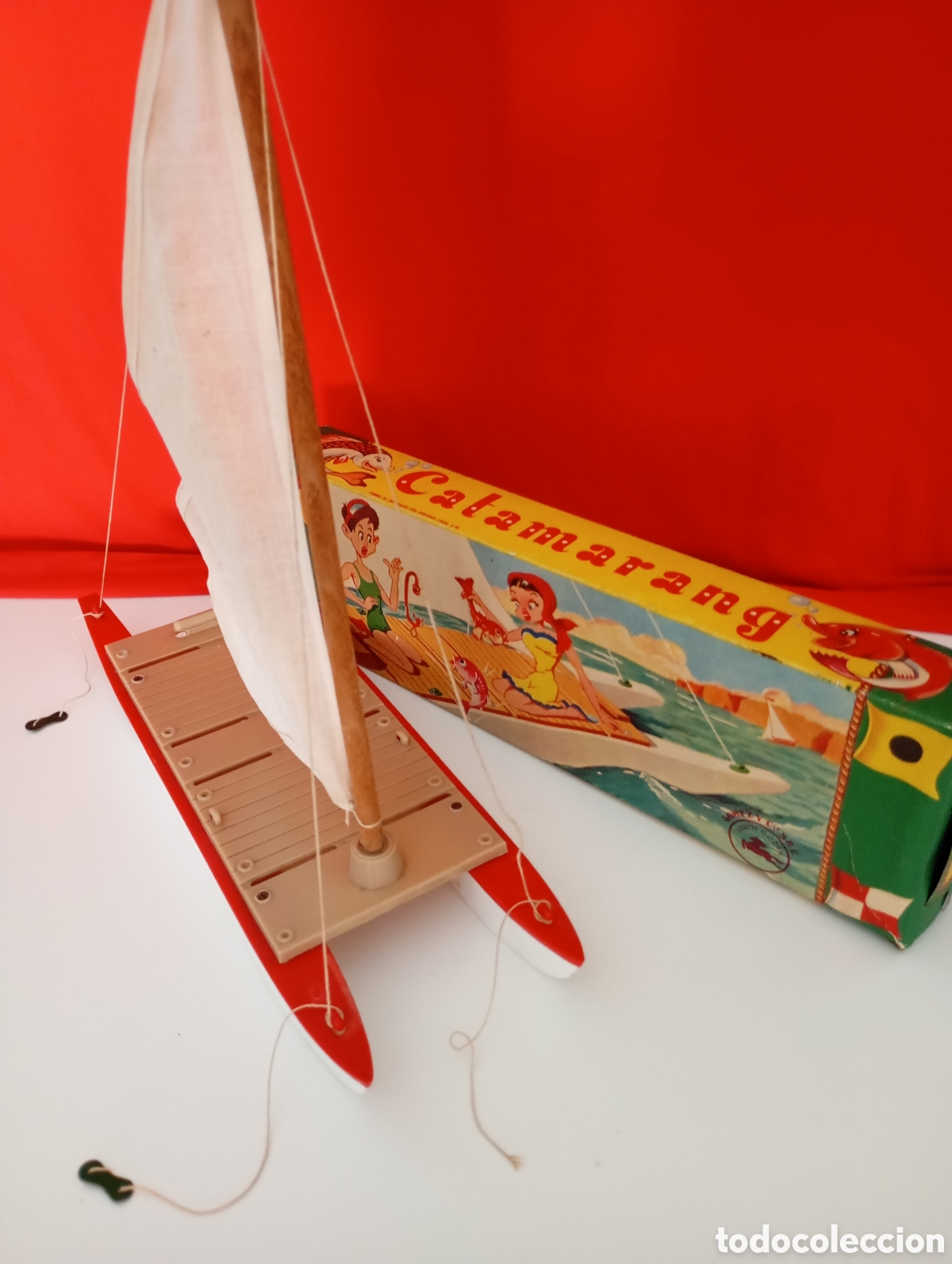 Juguetes antiguos Goz&aacute;n: Catamar&aacute;n Goz&aacute;n Ibi Alicante a&ntilde;os 60 Antiguo juguete vela retro # barco catamarang