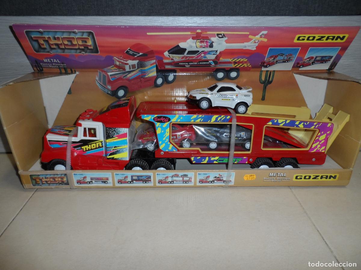 Juguetes antiguos Goz&aacute;n: JUGUETE CAMI&Oacute;N PORTA VEH&Iacute;CULOS THOR METAL-PLASTICO GOZ&Aacute;N A&Ntilde;OS 80 NUEVO 57CM