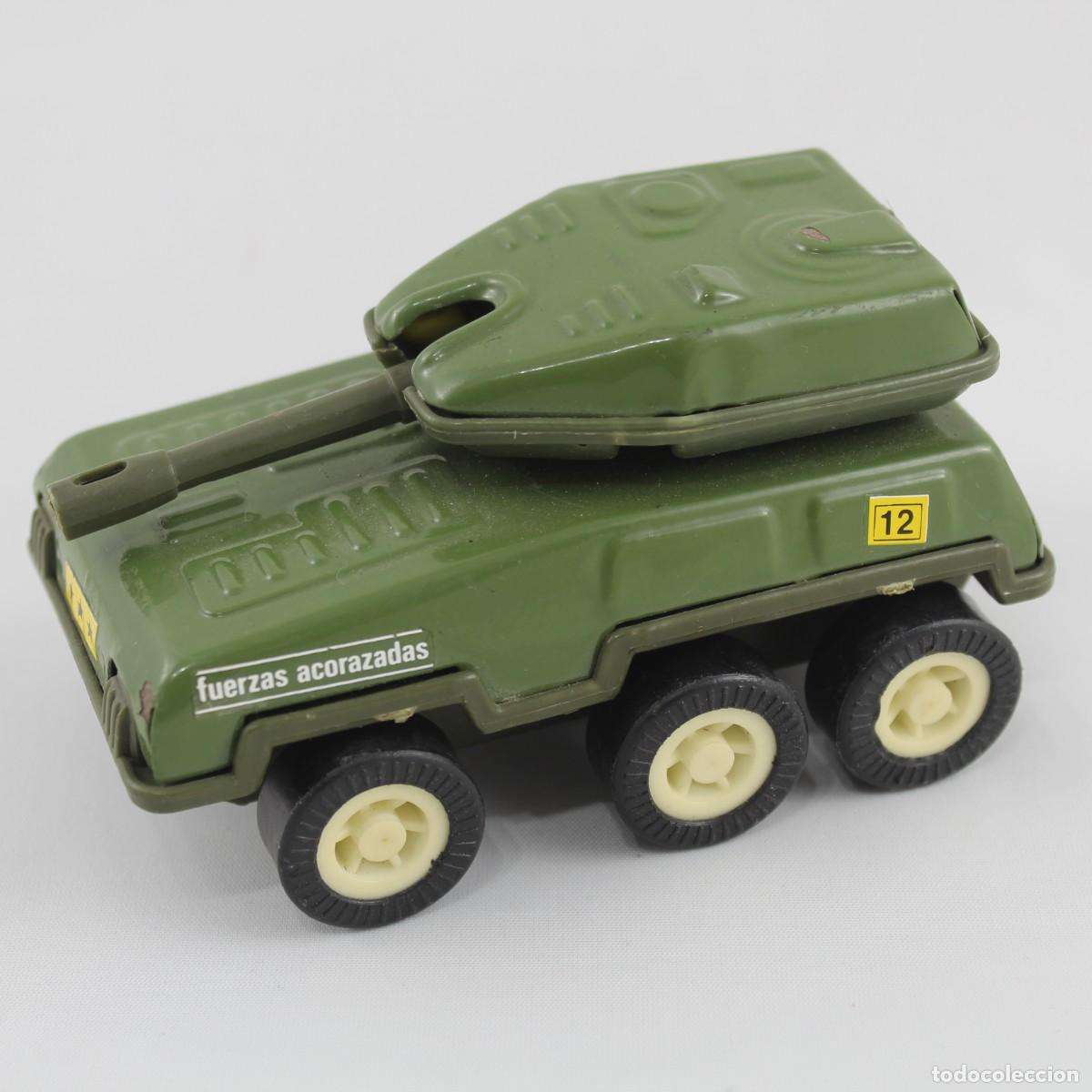 Juguetes antiguos Goz&aacute;n: Juguete Tanque Militar Gozan Hojalata Vintage A&ntilde;os 70 Fuerzas Acorazadas Espa&ntilde;a
