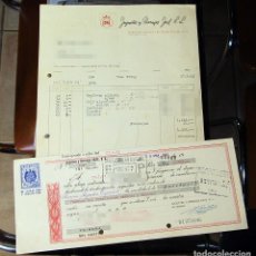 Juguetes antiguos Joal: ANTIGUA FACTURA Y RECIBO BANCARIO DE JOAL - 1963 - COLT, REVOLVER, PLANCHA, FUSIL.... Lote 399087314