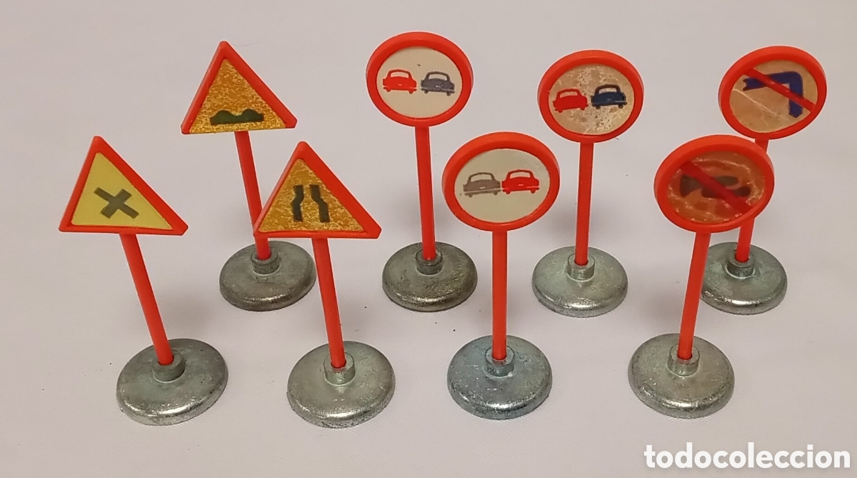 Juguetes antiguos Joal: Lote 8 Se&ntilde;ales De Trafico 5 C&eacute;ntimos Joal A&ntilde;os 70 Espa&ntilde;a