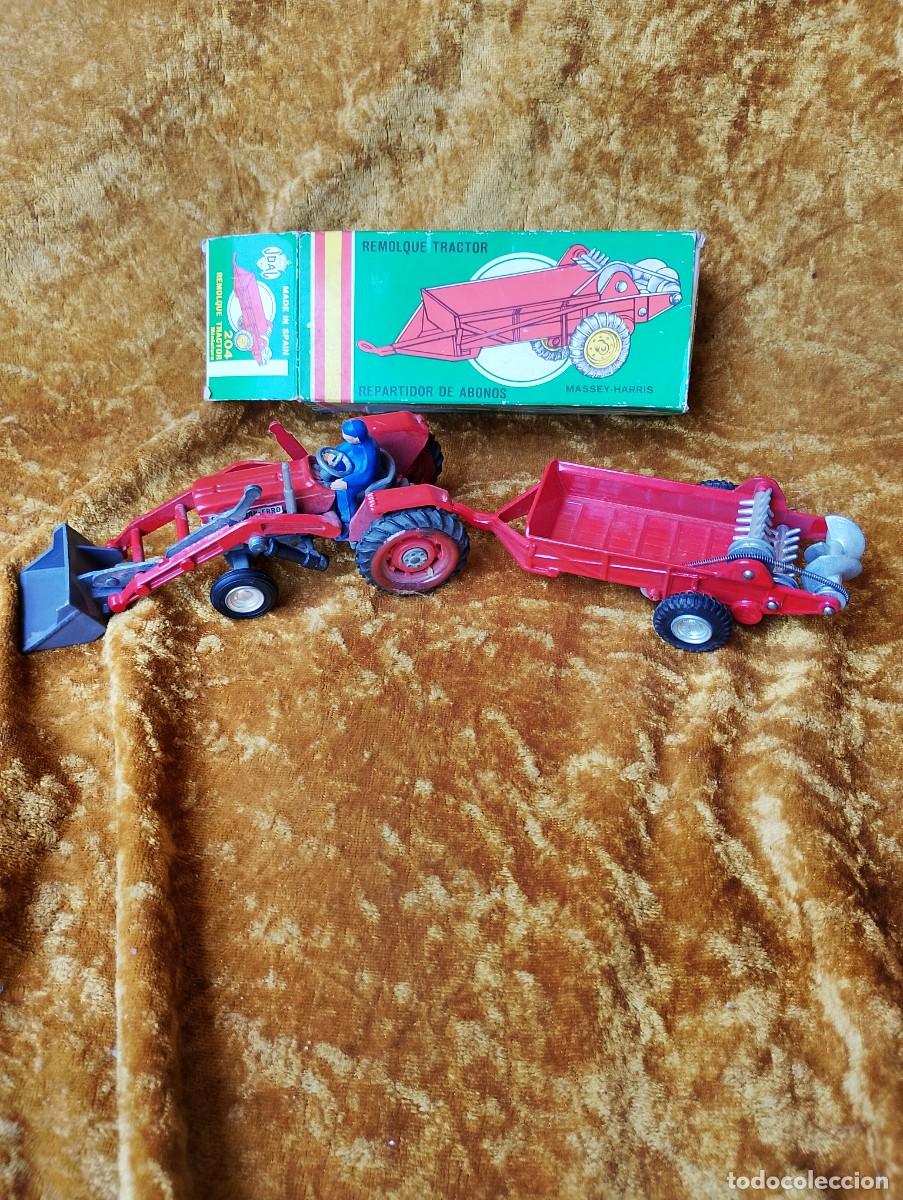 Juguetes antiguos Joal: El tractor EBRO-Massey Ferguson de JOAL (1:43) con pala excavadora m&aacute;s el remolque -ref.204- por