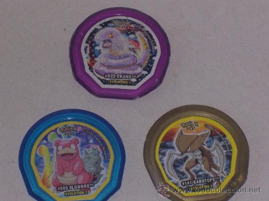 Juguetes antiguos y juegos de colecci&oacute;n: LOTE DE TRES TAZOS &rdquo; POKEMON &rdquo; A&Ntilde;O 2005