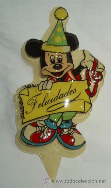 Juguetes antiguos y juegos de colecci&oacute;n: MICKEY MOUSE FELICIDADES,EN CELULOIDE TROQUELADO,MIRETE,A&Ntilde;OS 70