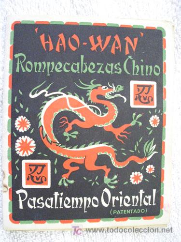 Juguetes antiguos y juegos de colecci&oacute;n: HAO WAN ROMPECABEZAS CHINO. Pasatiempo Oriental. Todas las figuras que pueden construirse