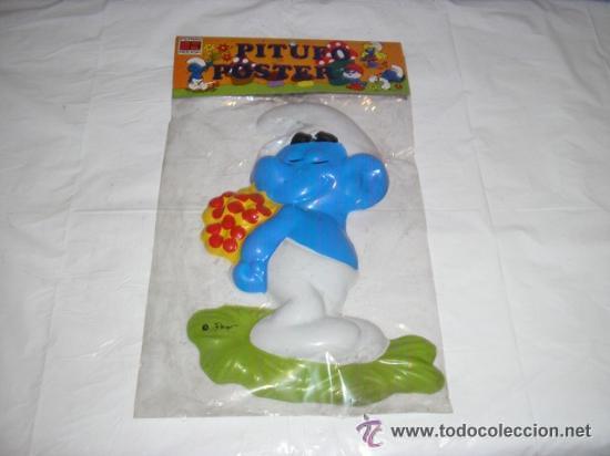 Juguetes antiguos y Juegos de colecci&oacute;n: POSTER ANTIGUO PITUFO CON FLORES - ARTICULO NUEVO