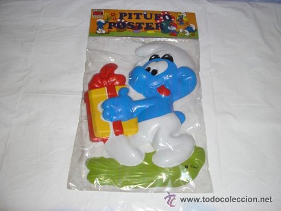 Juguetes antiguos y Juegos de colecci&oacute;n: POSTER ANTIGUO PITUFO CON REGALO - ARTICULO NUEVO