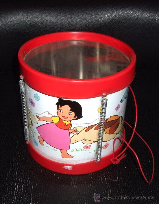 Juguetes antiguos y Juegos de colecci&oacute;n: TAMBOR DE LATA LITOGRAFIADA Y PLASTICO DE * HEIDI Y SUS AMIGOS * A&Ntilde;OS 70!!
