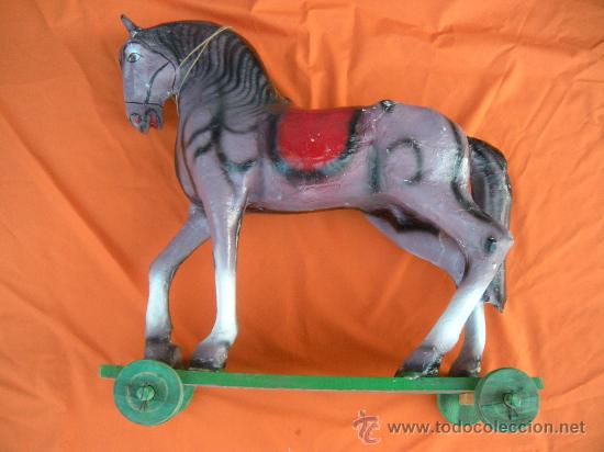 antiguo caballo de juguete cartón piedra a rued - Compra venta en  todocoleccion