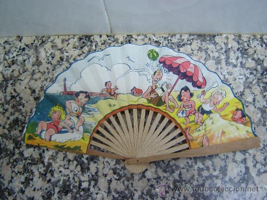 Giocattoli antichi e Giochi di collezione: ABANICO INFANTIL MADERA Y PAPEL CON MOTIVOS DE PLAYA