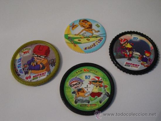 Juguetes antiguos y Juegos de colecci&oacute;n: LOTE 4 TAZOS DE LA SERIE ROLLERS - SKATE, SERIE X-TREME.