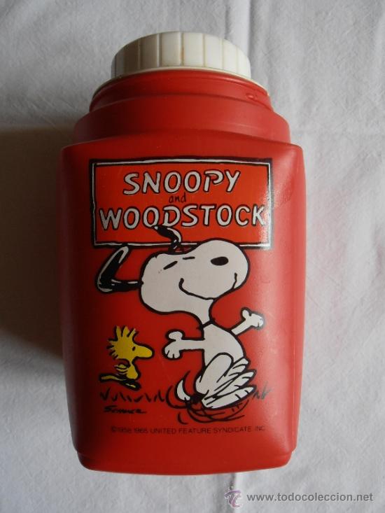 Juguetes antiguos y Juegos de colecci&oacute;n: THERMO SNOOPY AND WOODSTOCK VINTAGE 1960 FALTA LA TAPA