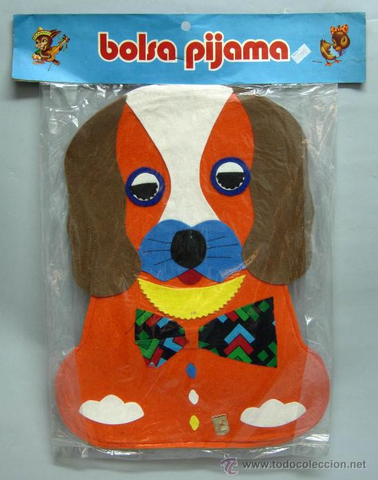 Juguetes antiguos y juegos de colecci&oacute;n: Bolsa pijama fieltro Perro fabricado por Belmonte a&ntilde;os 70 nueva