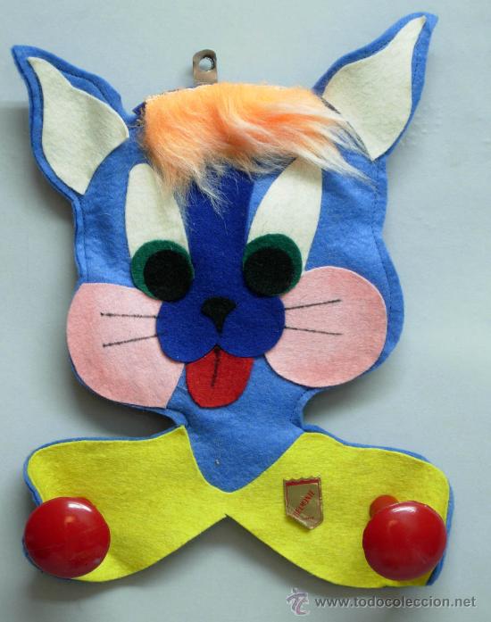 Giocattoli antichi e Giochi di collezione: Percha infantil fieltro Gato fabricado por Belmonte a&ntilde;os 70 nueva