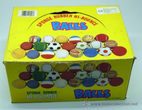 Juguetes antiguos y juegos de colecci&oacute;n: Caja 12 pelotas goma dura Sponge Rubber Balls Hi Bounge Made In Taiwan