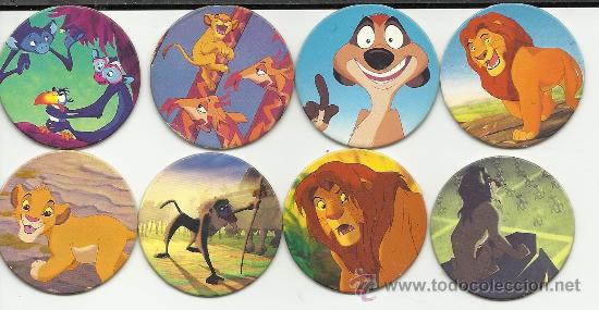 Juguetes antiguos y Juegos de colecci&oacute;n: LOTE DE 8 TAZOS DEL REY LEON LOS DE LA FOTO