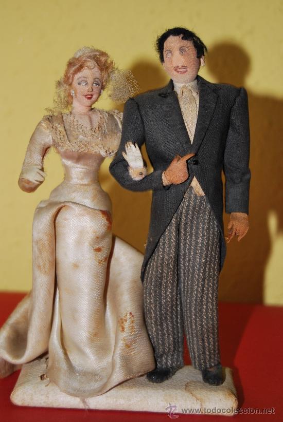 Antique Toys and Collectible Games: PAREJA DE MU&Ntilde;ECOS DE TELA - NOVIOS - TIPO ROLDAN - A&Ntilde;OS 30-40