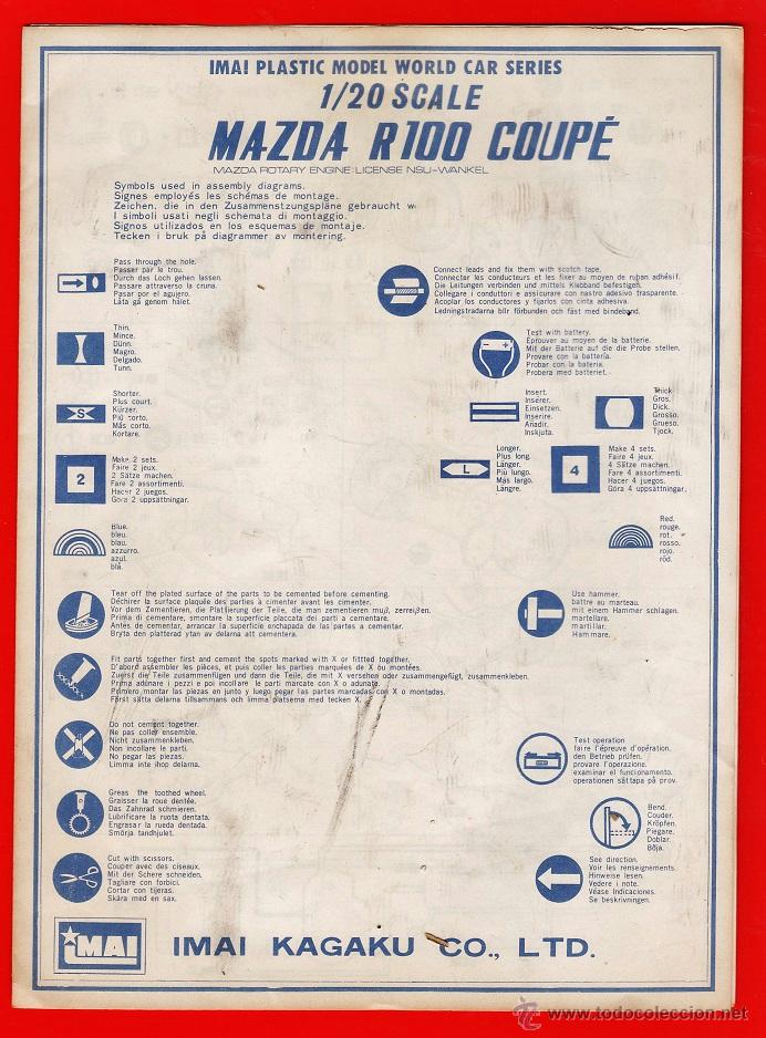 Juguetes antiguos y Juegos de colecci&oacute;n: folleto instrucciones de montaje - coche mazda r100 coupe / imai kagaku - ver foto -