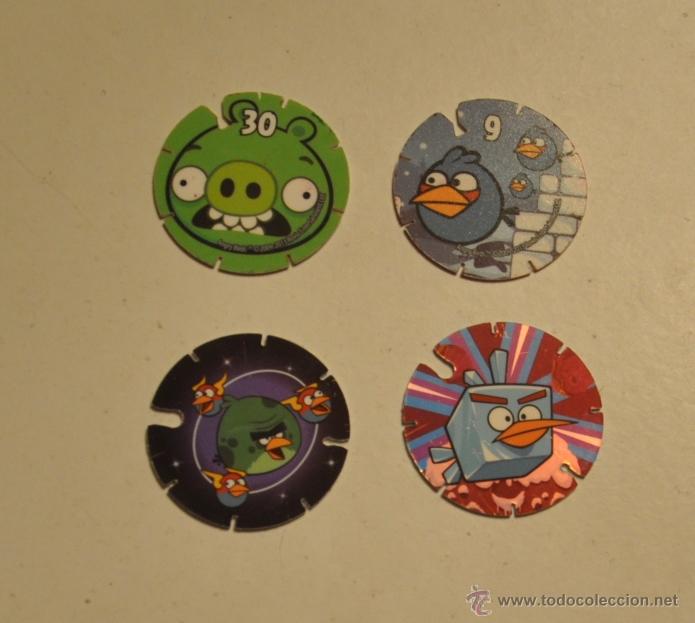 Juguetes antiguos y Juegos de colecci&oacute;n: Lote de 4 tazos angry birds Matutano
