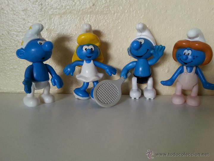 Juguetes antiguos y Juegos de colecci&oacute;n: LOTE DE 4 MU&Ntilde;ECO DE MCDONALDS del a&ntilde;o 2002 (PITUFOS )