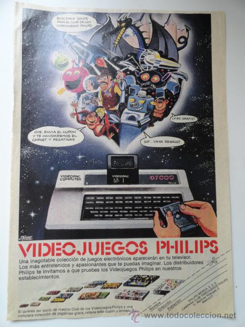 Jouets Anciens et Jeux de collection: HOJA PUBLICIDAD VIDEO JUEGOS PHILIPS (VIDEO PAC COMPUTER G7000)
