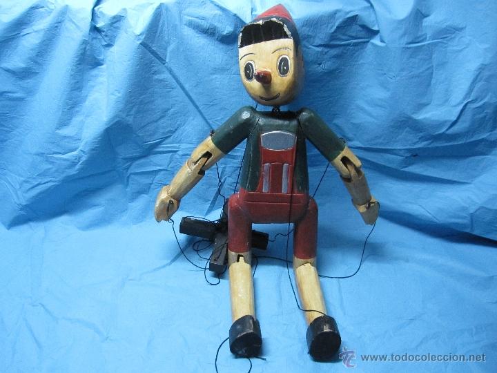 Juguetes antiguos y Juegos de colecci&oacute;n: PERFECTA Y ENORME ANTIGUA MARIONETA DE PINOCHO DE MADERA