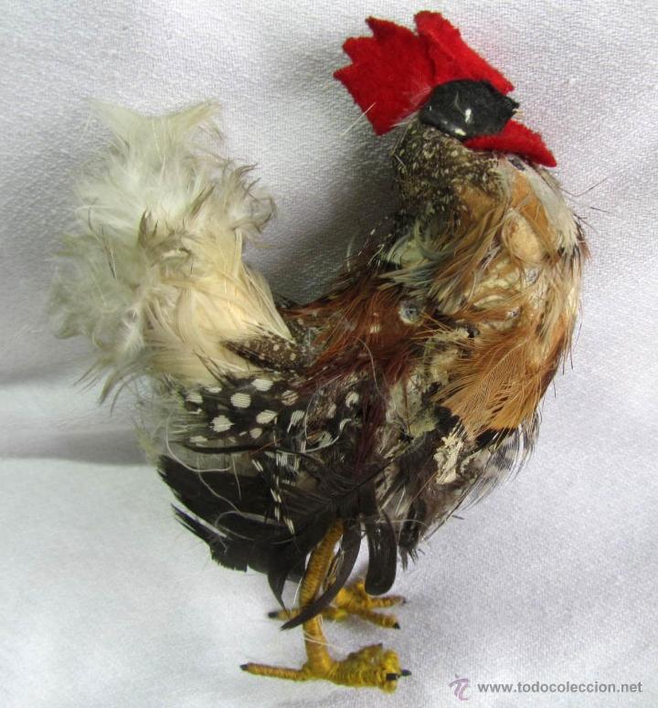 Jouets Anciens et Jeux de collection: Gallo alambre fieltro y plumas naturales