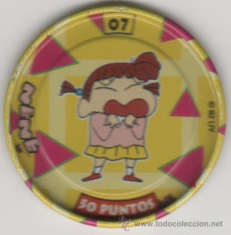 Juguetes antiguos y Juegos de colecci&oacute;n: COLECCI&Oacute;N TAZOS PANRICO BOLLYCAO SHIN CHAN METAL RAPPERS TAZO MET&Aacute;LICO CAPS POGS N&Uacute;MERO 7 NENE ANIME
