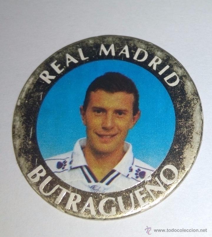 Giocattoli antichi e Giochi di collezione: COLECCI&Oacute;N TAZOS REAL MADRID , DE LA REVISTA AS , PRODUCTO OFICIAL TAZO CAPS POGS BUTRAGUE&Ntilde;O