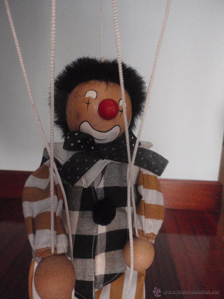 Juguetes antiguos y juegos de colecci&oacute;n: Marioneta de madera, payaso. De cinco hilos