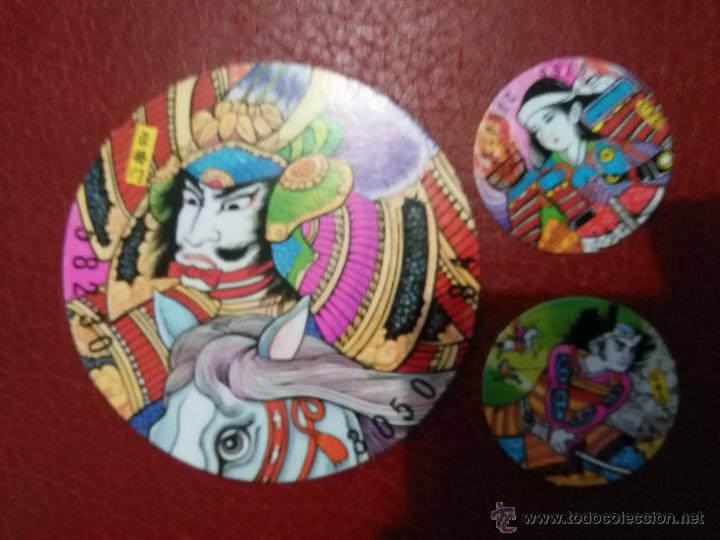 Jouets Anciens et Jeux de collection: tazos japoneses menko romenko caps pogs ninjas samurais mitologia varios tama&ntilde;os