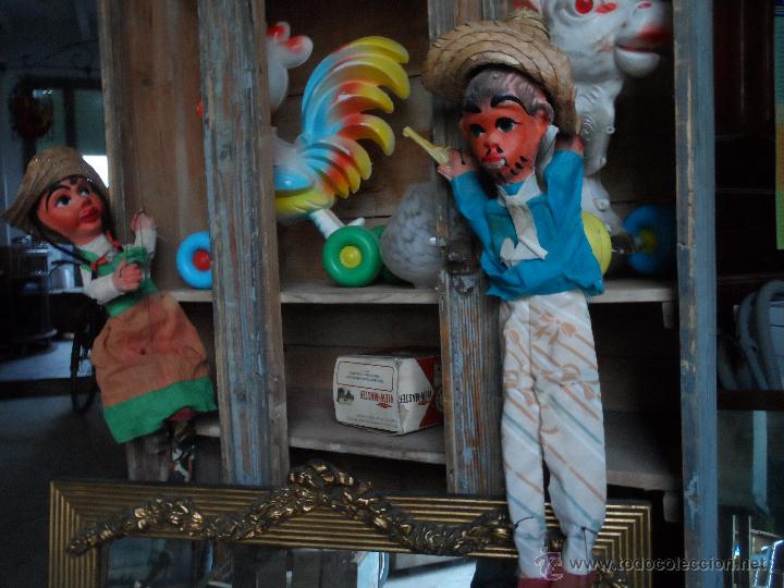Juguetes antiguos y juegos de colecci&oacute;n: juguete titere marionta antigua de carton piedra y madera lote de 2 marionetas