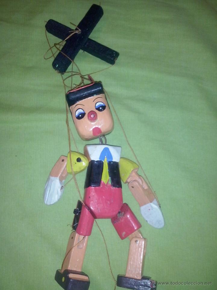 Juguetes antiguos y Juegos de colecci&oacute;n: antigua marioneta en madera pinocho