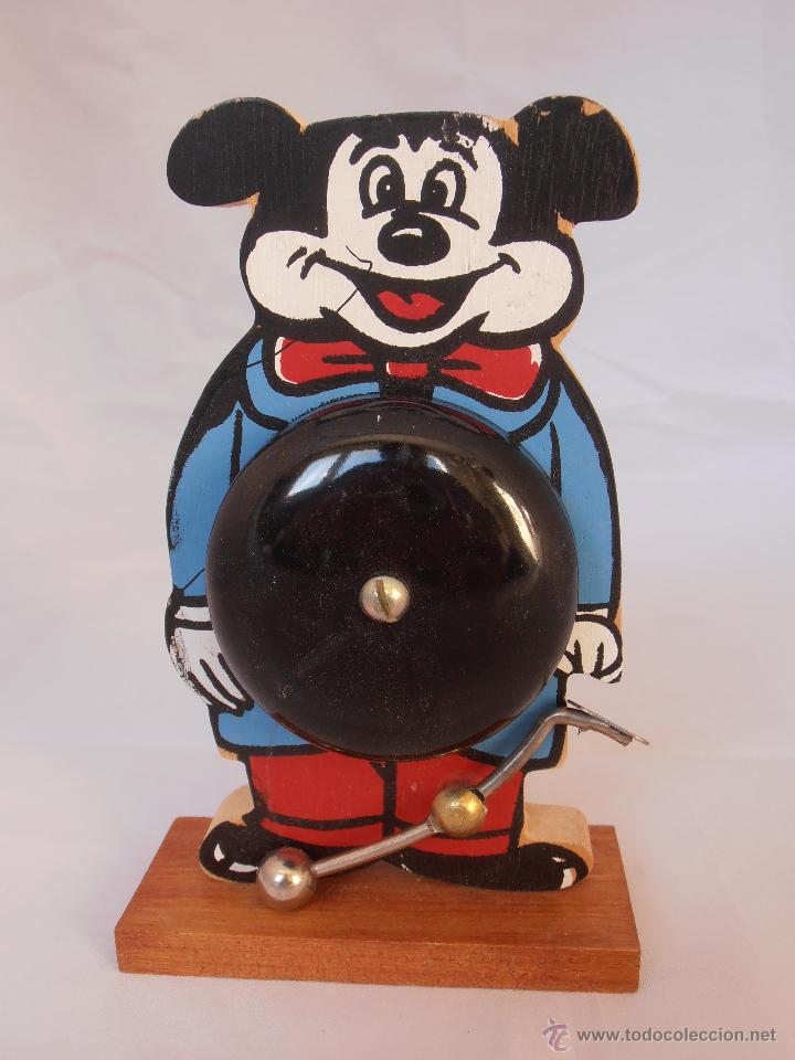 Juguetes antiguos y juegos de colecci&oacute;n: TIMBRE LLAMADOR MADERA MICKEY MOUSE ARTESANAL A&Ntilde;OS 80 FUNCIONA