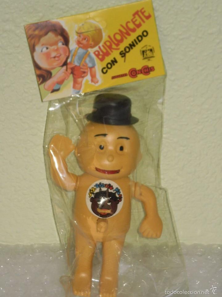 Juguetes antiguos y Juegos de colecci&oacute;n: MU&Ntilde;ECO BURLONCETE CON SONIDO , JUGUETES CONCHIS DE LOS A&Ntilde;OS 70 EN SU BLISTER . PEGATINA VARIADA -A8