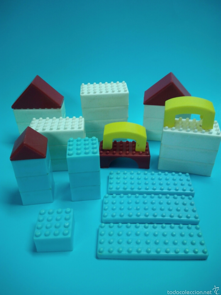 Jouets Anciens et Jeux de collection: JUEGO DE BLOQUES PLASTICO DURO CONSTRUCCION ANTIGUO 32 PIEZAS TEJADO PUENTE
