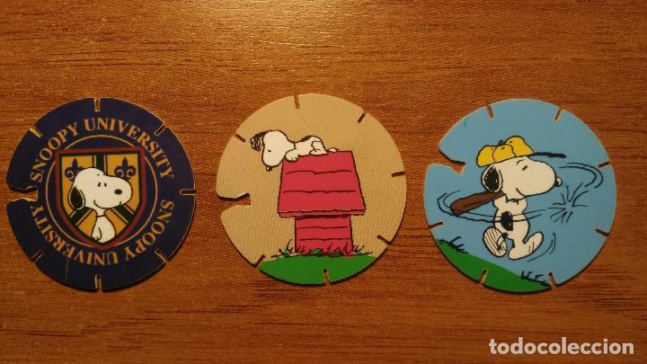 Juguetes antiguos y Juegos de colecci&oacute;n: LOTE DE 3 TAZOS VOLADORES - SNOOPY CAPS - GREFUSA