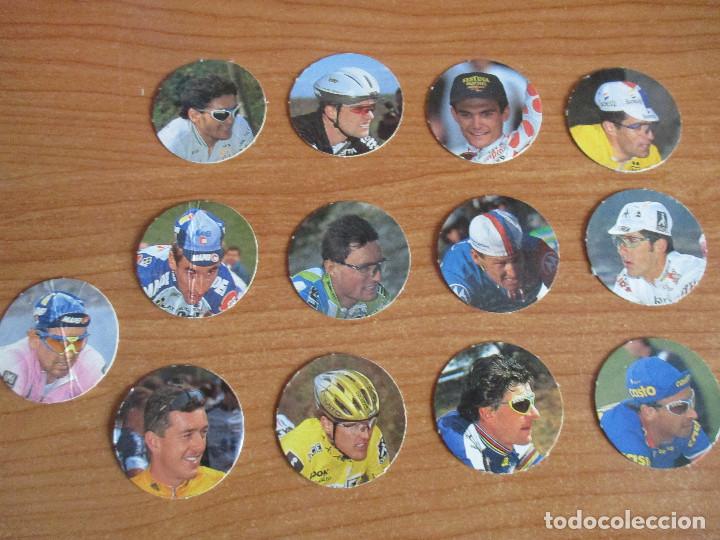 Juguetes antiguos y juegos de colecci&oacute;n: CICLISTAZOS DE EL PAIS: 13 TAZOS DE CICLISMO , ANTIGUOS.
