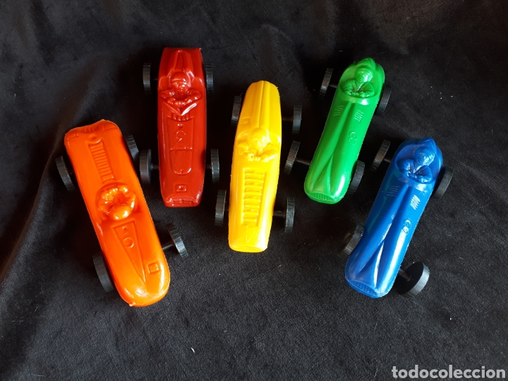 Antique Toys and Collectible Games: Lote 5 coches b&oacute;lidos vintage bolido pl&aacute;stico hinchado