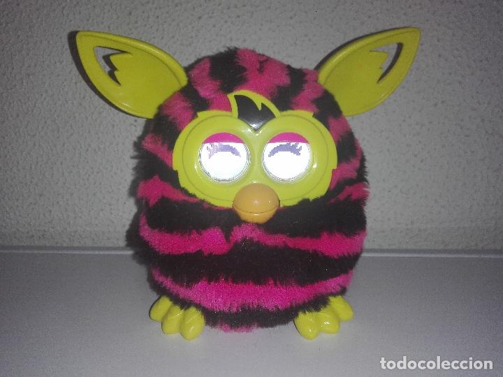 pink and black striped furby