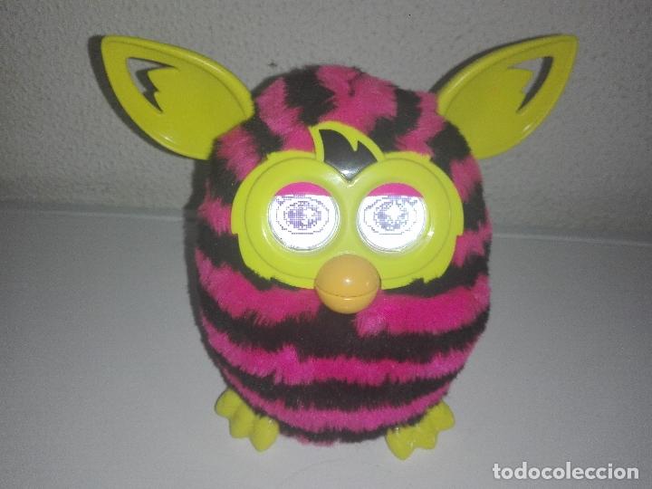 pink and black striped furby