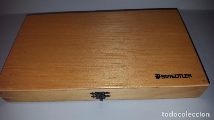 Juguetes antiguos y Juegos de colecci&oacute;n: STAEDTLER estuche de madera con PINTURAS- PLUMIER ESCOLAR A&Ntilde;OS 80