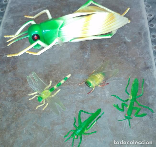 Juguetes antiguos y Juegos de colecci&oacute;n: LOTE DE 5 INSECTOS DE JUGUETE GOMA, MANTIS TABANO SALTAMONTES LIBELULA GRILLO O LANGOSTA