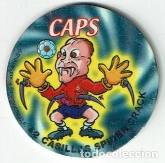 Juguetes antiguos y Juegos de colecci&oacute;n: COLECCI&Oacute;N TAZOS AS REAL MADRID CLUB DE F&Uacute;TBOL CAPS TAZO POGS N&ordm; 8 #2 CASILLAS SPIDER CRACK
